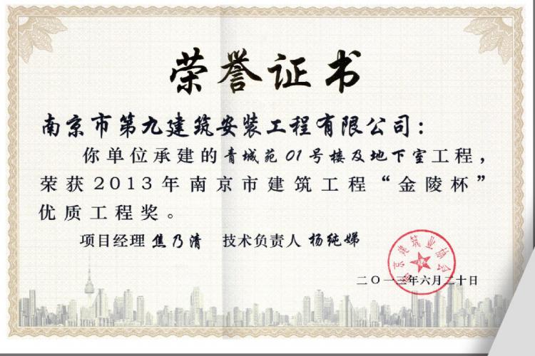金陵杯-青城苑-2013-第1张图片-南京九建